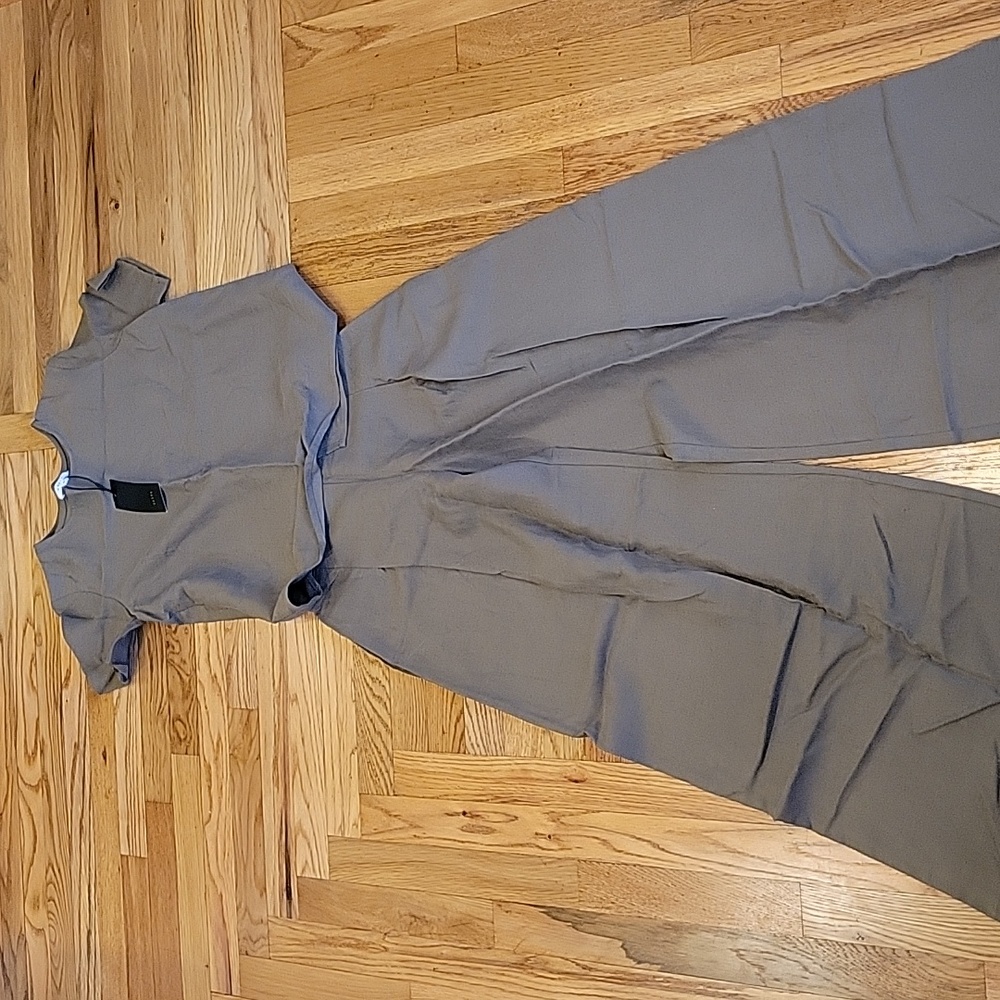 Vetta NWT Two Piece Jumpsuit Wide Leg Trousers Dark Khaki Okive Green Xsmall